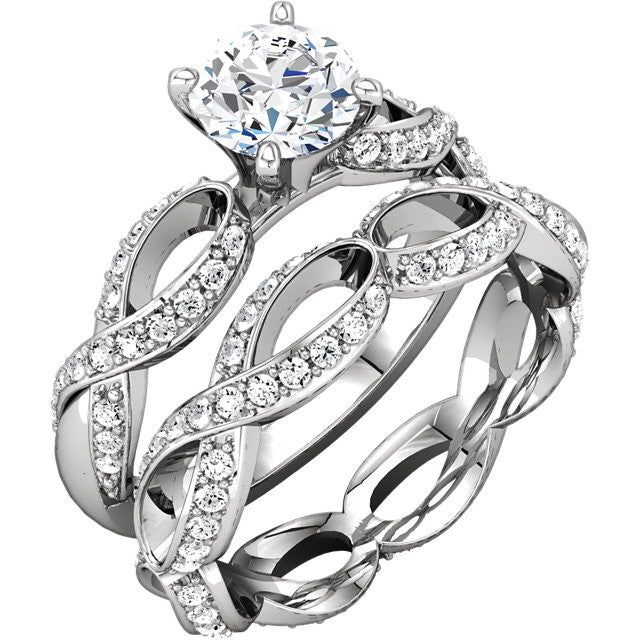 14K White 1/4 CTW Diamond Infinity-Style Engagement Base