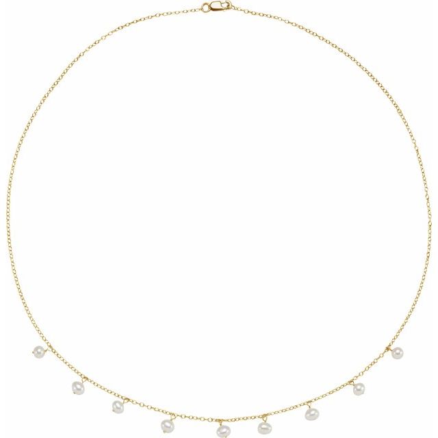 14K Gold Cultured Pearl 18" Necklace