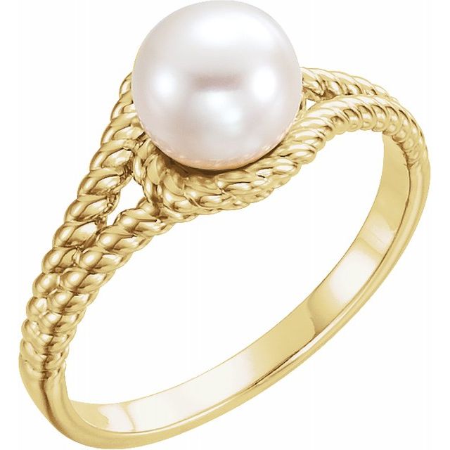 14K Gold Freshwater Pearl Rope Ring