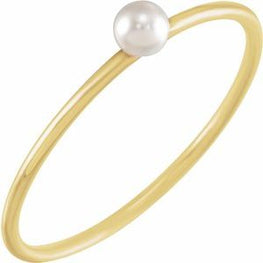 14K Gold Stackable Imitation Pearl Ring