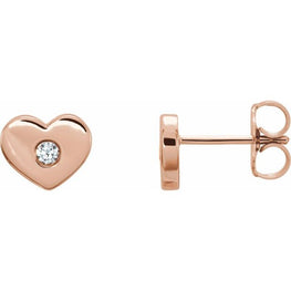 14K Rose .06 CTW Diamond Heart Earrings