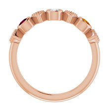 14K White Gold Diamond And Gemstone Family Stackable Ring