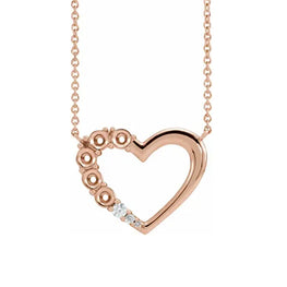 14K Rose Gold 5-Stone Family Heart 18" Necklace