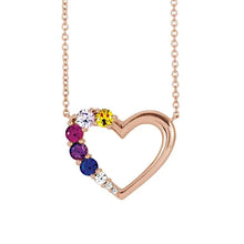 14K Rose Gold 5-Stone Family Heart 18