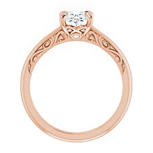 14K White Gold 8x6 mm Oval Art Engagement Ring