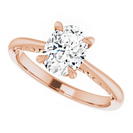 14K Rose Gold 8x6 mm Oval Art Engagement Ring