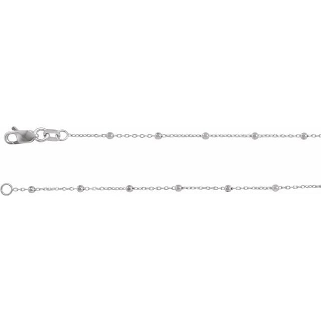 14K White Gold 18" Chain With Faceted Beads