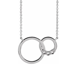 Sterling Silver 1-5 Stone Family Circle 18" Necklace