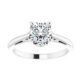 14K White Gold 6.5 mm Round Solitaire Engagement Ring