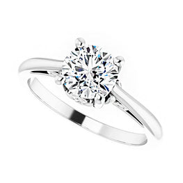14K White Gold 6.5 mm Round Solitaire Engagement Ring