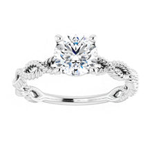 14K White Gold 6.5 mm Rope Solitaire Engagement Ring
