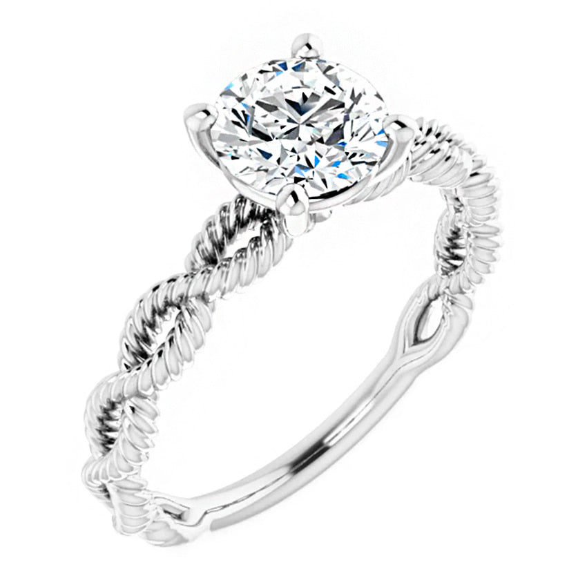 14K White Gold 6.5 mm Rope Solitaire Engagement Ring