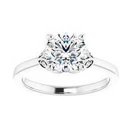 14K White Gold 7.4 mm Round Engagement Ring