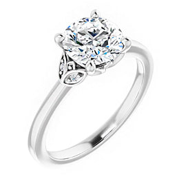 14K White Gold 7.4 mm Round Engagement Ring