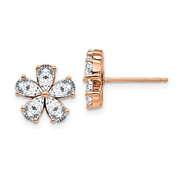 14K  Gold Flower  Moissanite Earrings