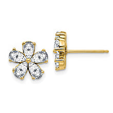 14K White Gold Flower Earring G H I True Light Moissanite