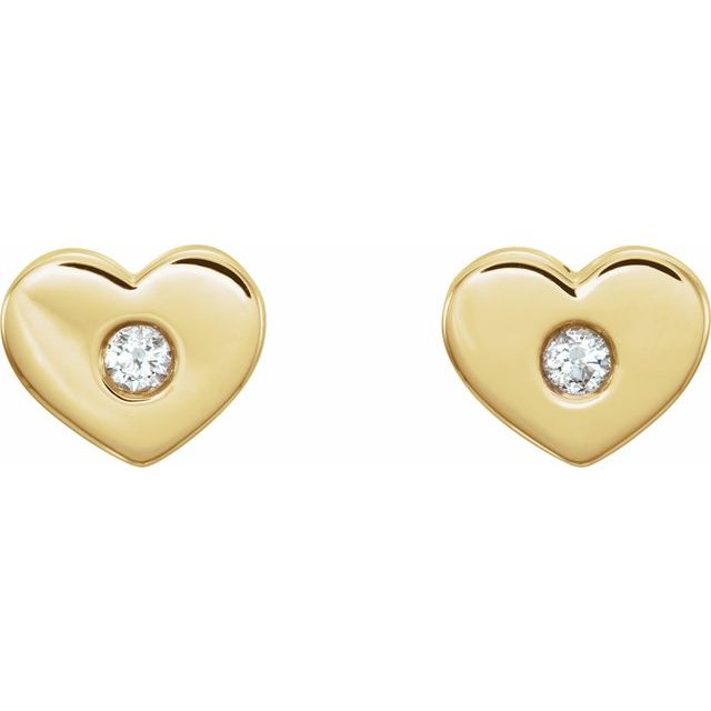 14K Yellow .06 CTW Diamond Heart Earrings