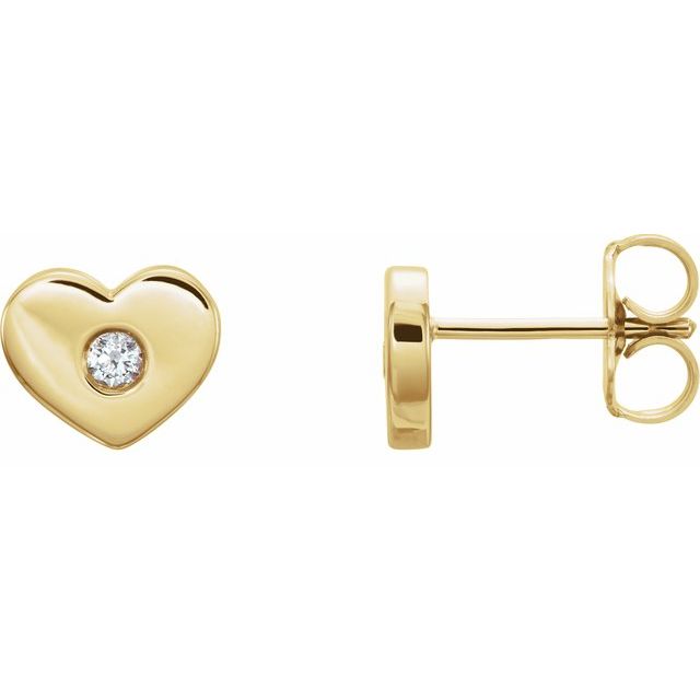 14K Yellow .06 CTW Diamond Heart Earrings