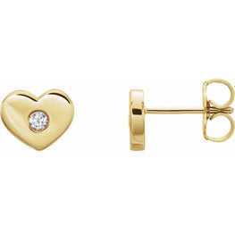 14K Yellow .06 CTW Diamond Heart Earrings