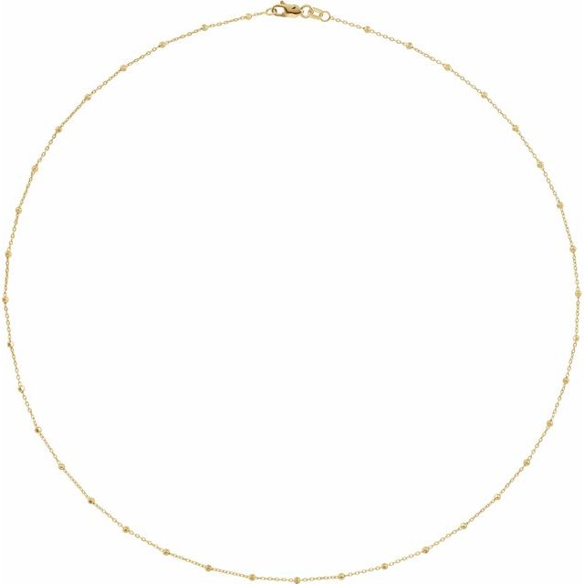 14K Yellow Gold 18" Chain With Faceted Beads