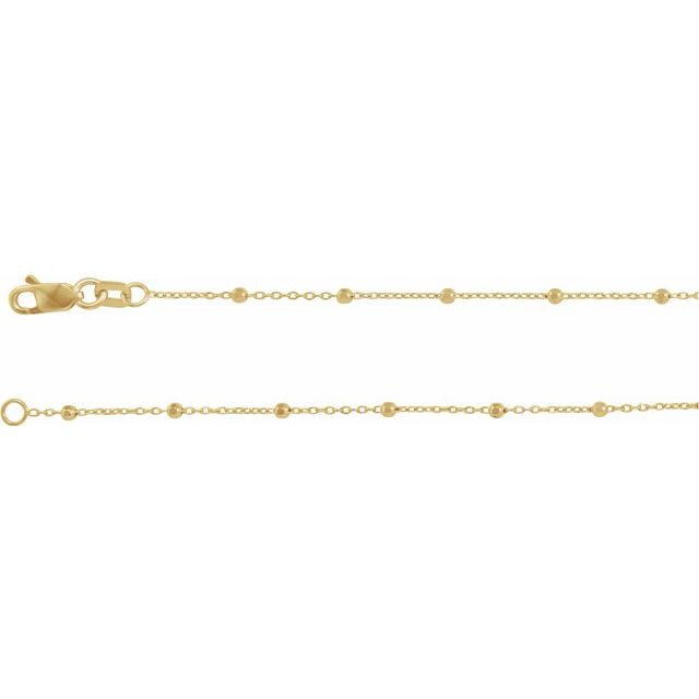 14K Yellow Gold 18" Chain With Faceted Beads