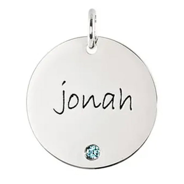 14K White Gold Posh Mommy® Engravable Extra Large Pendant