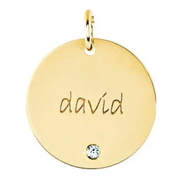 14K Yellow Gold Posh Mommy® Engravable Extra Large Pendant