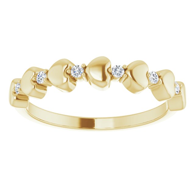 14K Yellow 1/10 CTW Diamond Stackable Heart Ring