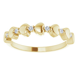 14K Yellow 1/10 CTW Diamond Stackable Heart Ring