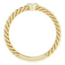 14K Yellow 1/6 CT Diamond Bezel-Set Rope Ring