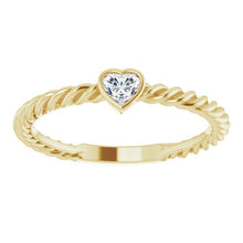 14K Yellow 1/6 CT Diamond Bezel-Set Rope Ring