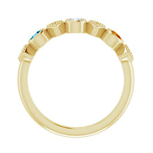 14K Rose Gold Diamond And Gemstone Family Stackable Ring