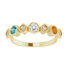 14K Rose Gold Diamond And Gemstone Family Stackable Ring
