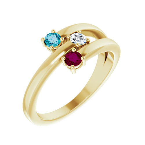 14K Yellow Gold 1-4-Stone Family Ring