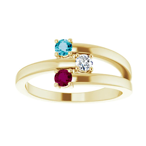 14K Yellow Gold 1-4-Stone Family Ring