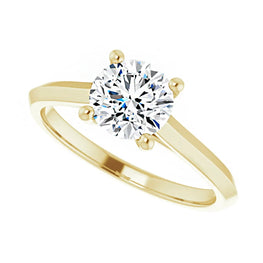 14K Yellow Gold 6.5 mm Solitaire Engagement Ring