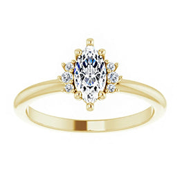 14K Yellow Gold 8x4 mm Marquise Diamond Engagement Ring