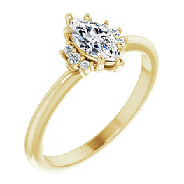 14K Yellow Gold 8x4 mm Marquise Diamond Engagement Ring