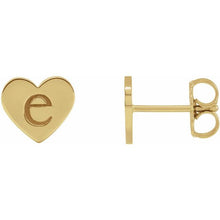 14K Yellow Engravable Heart Earrings