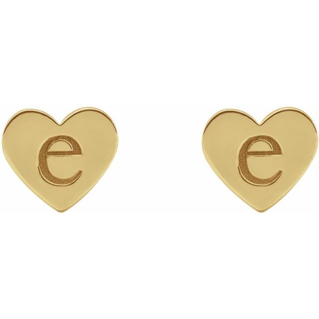 14K Yellow Engravable Heart Earrings