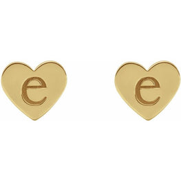 14K Yellow Engravable Heart Earrings