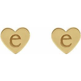 14K Yellow Engravable Heart Earrings