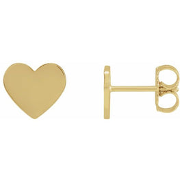 14K Yellow Engravable Heart Earrings