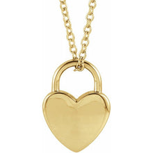 14K Yellow Engravable Heart Lock 16-18