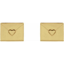 14K Yellow Heart Tiny Envelope Earrings