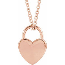 14K Yellow Engravable Heart Lock 16-18