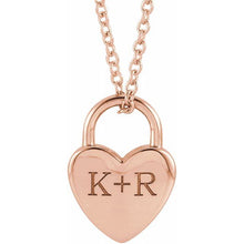 14K Yellow Engravable Heart Lock 16-18