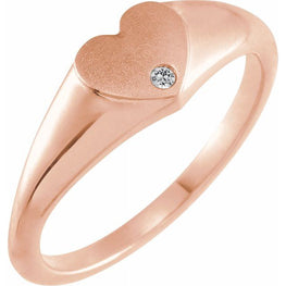 14K Rose Sapphire Heart Signet Ring