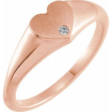 Sterling Silver White Sapphire Heart Signet Ring