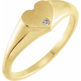 14K Yellow Gold Sapphire Heart Signet Ring